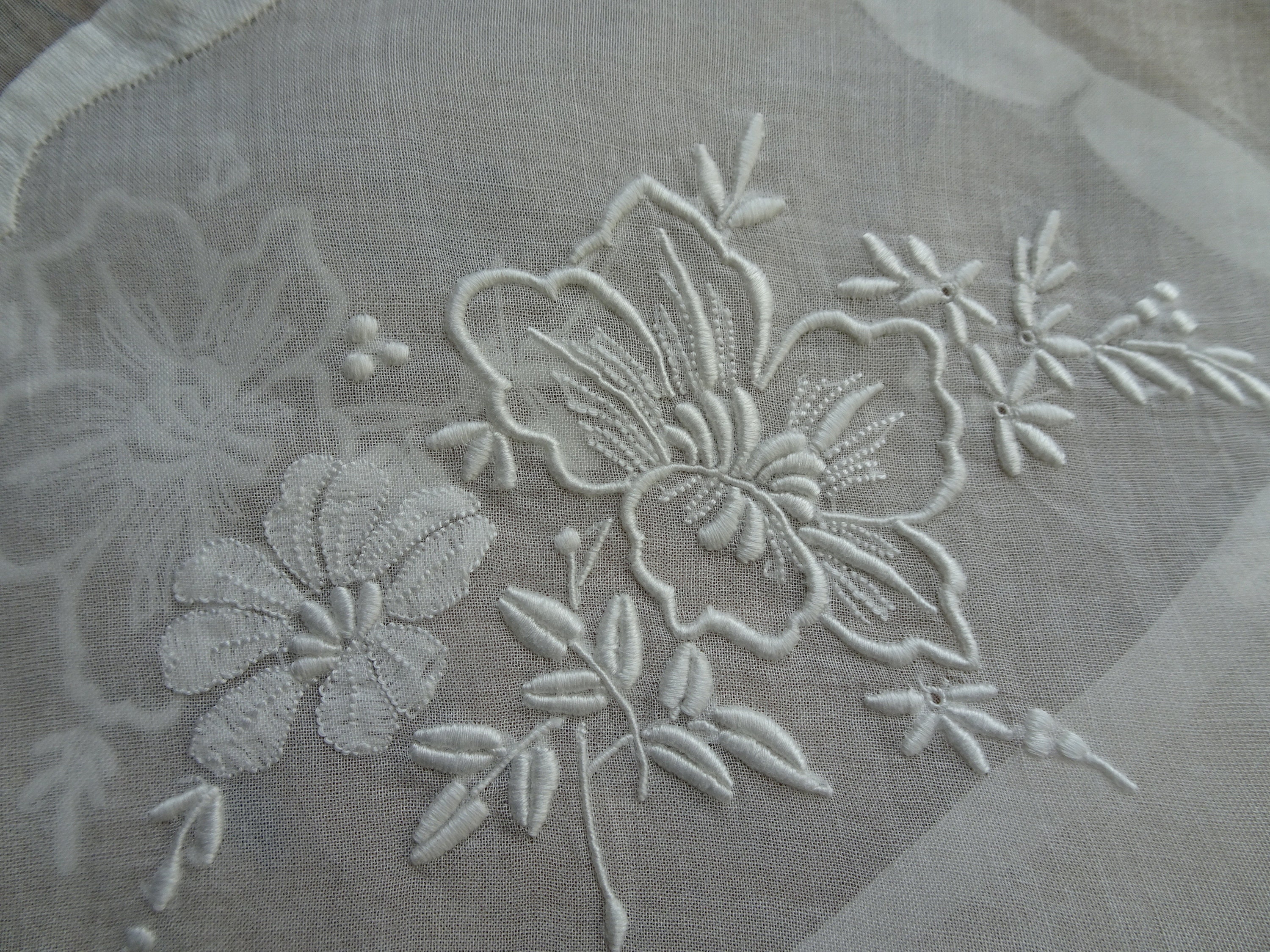 【新品未使用】Organdy Embroider Tops Beautiful Floral Design Organdy Embroidery and Accessories
