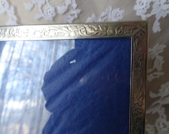ELEGANT Antique Silver Picture Frame,Table Top Photo Frame,Scrolling Engraved Pattern, 7.75 inches by 5.75 inches, Collectible Photo Frames