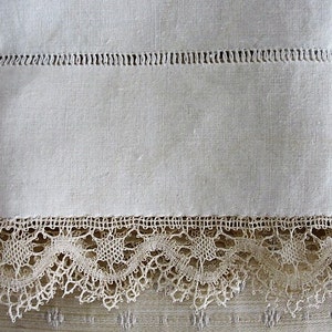 French Villa Lace Trim Linen Top