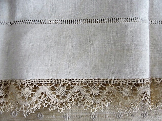 French Villa Lace Trim Linen Top main image 1