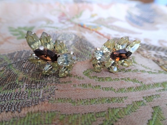 SPARKLING Sherman Signed Vintage 1950s Earrings,G… - image 1