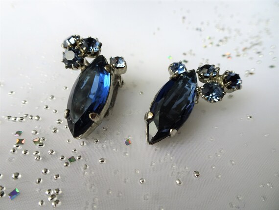 SPARKLING Vintage 50s Earrings,GLITTERING Art Gla… - image 2