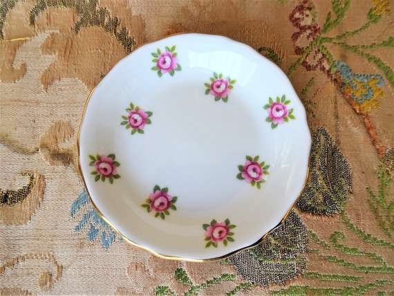 SWEET Chintz Roses Butter Pat,Royal Chelsea English Bone China, Decorative Small Dish, Collectible English Bone China