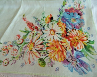 1930s ART DECO Hanky,Silky Hankies, Printed Flowers Hanky,Colorful Vintage Hankies,Collectible Vintage Hankies