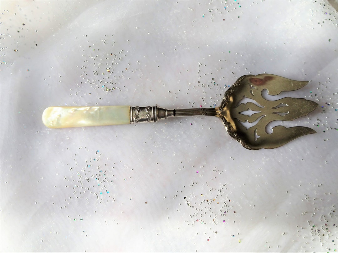 BEAUTIFUL Victorian Silver Serving Piece, Mother of Pearl Handle