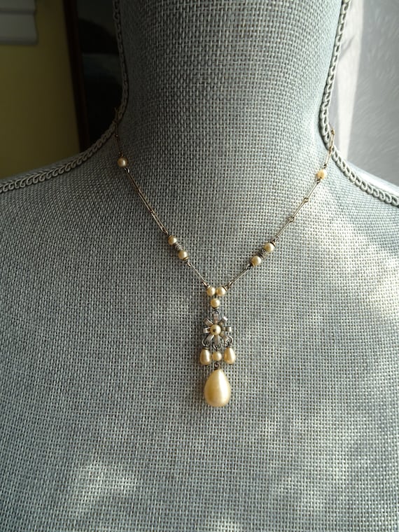 BEAUTIFUL Antique Necklace, Edwardian Faux Pearls 