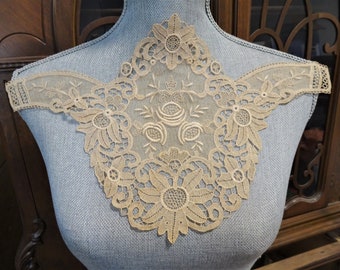 GORGEOUS Antique Lace Large Applique,Mixed Lace, Perfect For Dress,Blouse or Vintage Clothing Repair, Collectible Vintage Lace