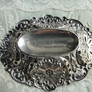 GORGEOUS Antique English Sterling Silver Ornate Dish,Lace Like Open Work,English Sterling Hallmarks, Fancy Floral Pattern,Collectible Silver image 7