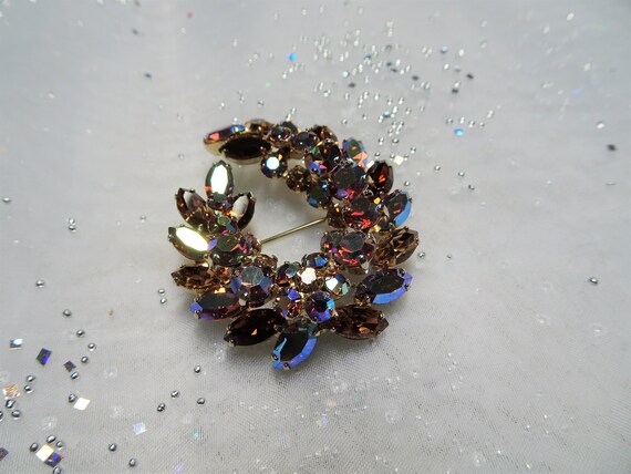 Vintage SHERMAN Signed Glittering Blue Rhinestones Brooch,Prong - Ruby Lane