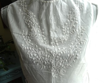 GORGEOUS Antique Chemisette, Dickey,Dress or Suit Insert,Beautiful Hand Embroidery ,Wear It Display It ,Frame It,Use in Fine Heirloom Sewing