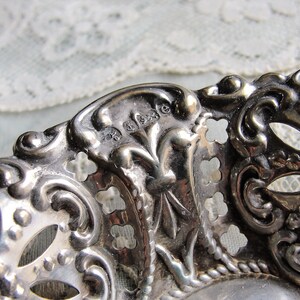 GORGEOUS Antique English Sterling Silver Ornate Dish,Lace Like Open Work,English Sterling Hallmarks, Fancy Floral Pattern,Collectible Silver image 4