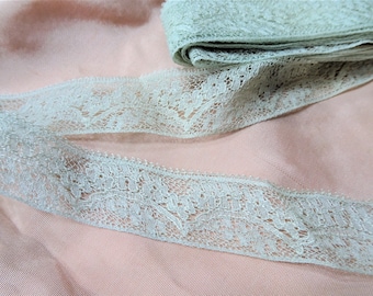 Lovely Antique French Lace Trim Baby Blue Netted Lace For Dolls,Flapper Dress, Bridal Wedding, Heirloom Sewing ,Collectible Vintage Lace