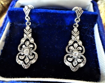 GORGEOUS Art Deco Drop Earrings,Antique Paste Earrings, Flapper Era Earrings, Bridal Earrings, Evening Earrings, Collectible Vintage Jewelry