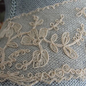 20s ART DECO French Lace Ladies Collar Intricate ROSES Lace Pattern Tambour Embroidery Downton Abbey Great Gatsby Flapper Bridal Gown Lace