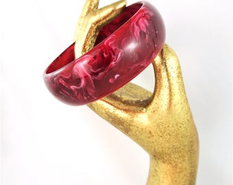 LOVELY Vintage Bakelite Like Marbled Bangle, 1 Inch Wide, Beautiful Color and Marble Pattern Bracelet, Collectible Vintage Jewelry