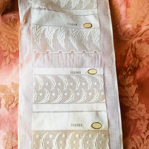 RARE Salesmans Sampler Antique Swiss Embroidered Lace Trim Doll Size Samples Perfect To Frame Antique Sampler ,Farmhouse, One of A Kind Gift
