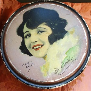 ART DECO BeBe Daniels Large Tin,1920s Beautebox Canco,Movie Star Tin Flapper Era,Henry Clive,Vintage Tins,Hollywood Memorabilia,Vintage Tins