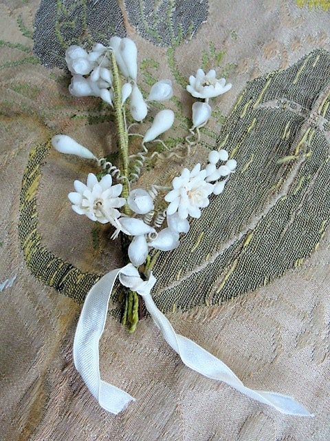 Antique WAX BOUTONNIÈRE Wax Flowers, Wedding Wax Flowers, Vintage