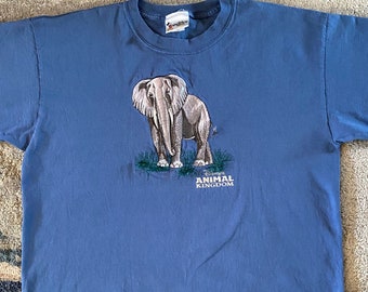 Vintage Disney Animal Kingdom 3-D Embroidered Elephant T-shirt  - XXL