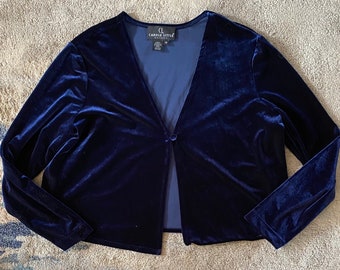 90s y2k Blue Velvet Open Crop Top - L / XL