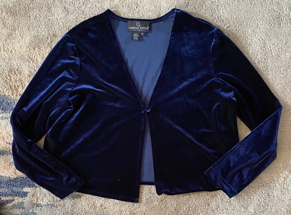 90s y2k Blue Velvet Open Crop Top - L / XL - image 1