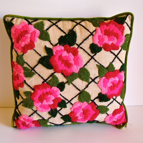 Vintage Pink Flower Pillow