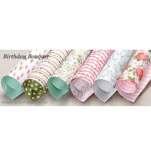 Stampin&#39; Up Birthday Bouquet Designer Series Paper - 12 Sheets  Double-Sided - 12&quot; x 12&quot; - Retired - Brand New