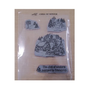 Stampin&#39; Up Chill of Winter Rubber Stamp Set - Gently Used - Retired - Rare - Card Making - Stampin&#39; Up - Winter Scene - Ice Skating