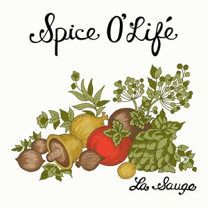 Vintage 70er La Sauge Spice of Life + Logo Png, Corning Ware Boho Download, Retro T-shirt Designs, Pilz Sublimation Clip Art