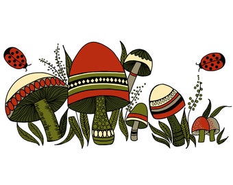 Hongo Groovy PNG: Clipart retro de los 70 (Descarga digital)