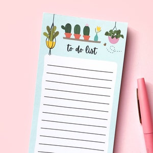 Plant Lover Notepad, Coworker Gift, Teacher Gift, Stocking Stuffer, To Do List, Lined Notepad, 50 Page Magnetic Notepad