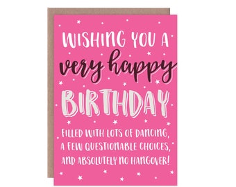 Funny Birthday Card, Adult Birthday Card, 18th Birthday Card, 21st Birthday Card, No Hangover Birthday Card, Birthday Card for Friend