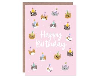 Party Cat Birthday Card, Cat Lady Birthday Card, Cat Lover Birthday Card