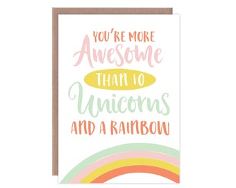 Anniversary Card, Valentines Day Card, Any Occasion Card, Thank You Card, Card for Friend, Congratulations Card, Unicorns and Rainbows Card