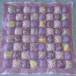 Baby Puff Blanket/Bubble quilt  29&quot;x29&quot; - Mini butterflies on purple and bright colors