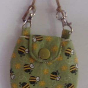 Mini Fabric Tote Purse Charm Bag with Detachable Strap. Oval 3 1/2" W x 3 1/2" H