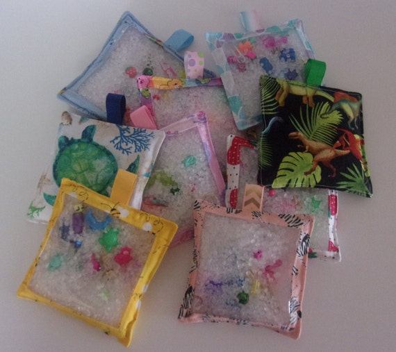 I Spy Bag, Sensory Bag, Seek and Find Bag, Quiet Play Bag, Activity bag 4" x 4" w/15 trinket pieces...