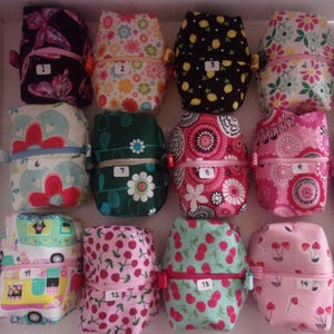 Boxy fabric zippered bag Makeup Snack Toiletry. 5 1/2" x 4" x 2" image 3