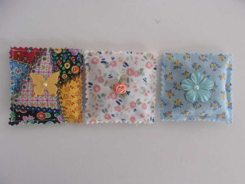 Small Sachet Pattern Lavender Filled Fabric Sachets - Set of 4. Real Lavender Buds. 2 3/4