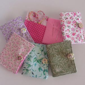 Needle Book w/2 pockets for sewing needles, scissors, thread with button/elastic closure. 3 1/2&quot; tall x 2 3/4&quot; wide. Fabric
