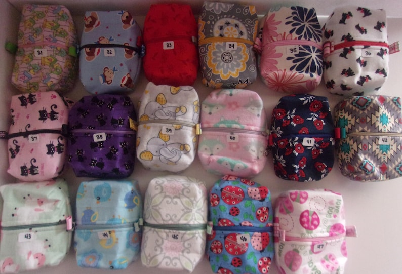 Boxy fabric zippered bag Makeup Snack Toiletry. 5 1/2" x 4" x 2" image 5