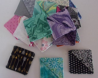 Corner Bookmarks - fabric. Size 2 1/2" x 2 1/2". Many prints - these make great gifts!