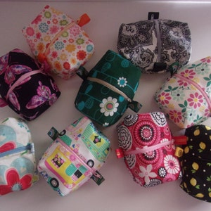 Boxy zippered bag for makeup/snack/toiletry bag, etc. - 5 1/2&quot; x 4&quot; x 2&quot;. Multiple prints