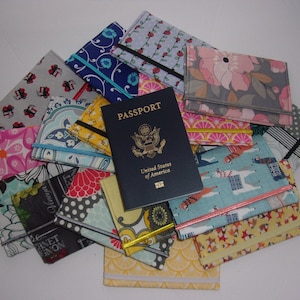 Fabric Passport Holder: Travel Cover with Elastic Strap (5 1/2&quot; x 3 3/4&quot;). BOGO Free. Closeout