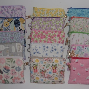 Quilted & Padded Zipper Pouch Wallet w/lobster clasp and inside pocket. 5 1/4&quot; W x 4 1/2&quot; H