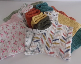 Baby Wash Cloths in Double Gauze 2-Piece Set - you pick colors. Approx. 7 1/4" x 7 1/4"