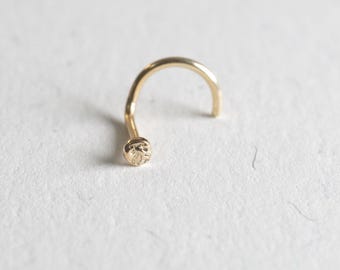 Organic Dot Solid 9ct Gold Nose Stud Nostril Screw • 24G 20G 18G • Tiny Flat 1mm 1.5mm 2mm 2.5mm 3mm 3.5mm • Handmade Stud • 9K Gold