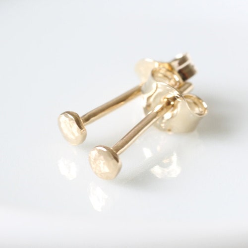 Tiny Diamond Open Hoop 14k Gold Earrings Recycled Gold Etsy