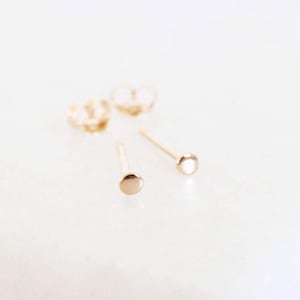 9ct, 14ct or 18ct Solid Recycled Gold Tiny Dot Stud Earrings • Yellow Rose White 9K 14K 18K Gold • Handmade 2mm 3mm 4mm 5mm • Single or Pair