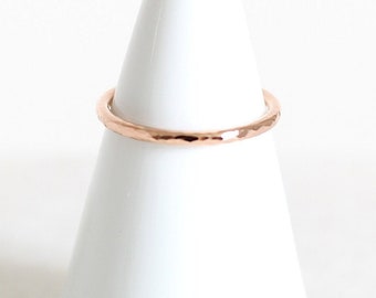 9ct, 14ct or 18ct Solid Recycled Gold Hammered 1.5mm Ring • 9K 14K 18K Yellow, Rose, White Gold • Handmade • Wedding, Stacking or Midi Band